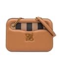 Miniatyrbillede 1 af 10: Pre-owned Fendi Calfskin Vitello King Nubuck Pequin Karligraphy Pocket Shoulder Bag Brown