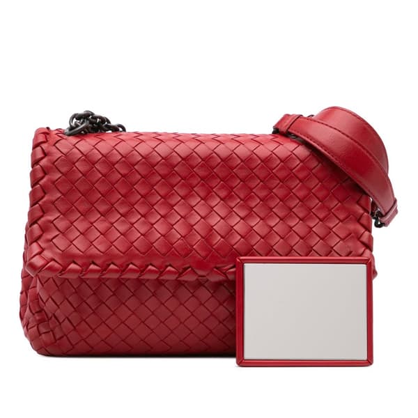 Pre-owned Bottega Veneta Small Nappa Intrecciato Olimpia Shoulder Bag Red