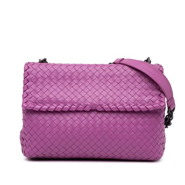 Pre-owned Bottega Veneta Medium Nappa Intrecciato Olimpia Shoulder Bag Purple