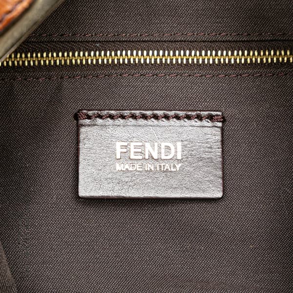 Pre-owned Fendi Zucchino Canvas Mamma Forever Brown