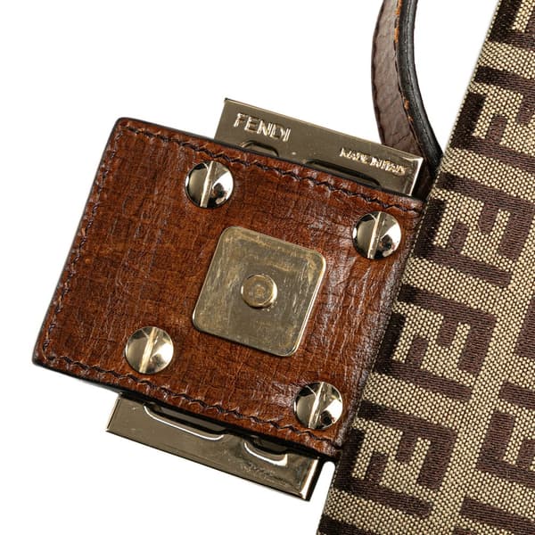 Pre-owned Fendi Zucchino Canvas Mamma Forever Brown
