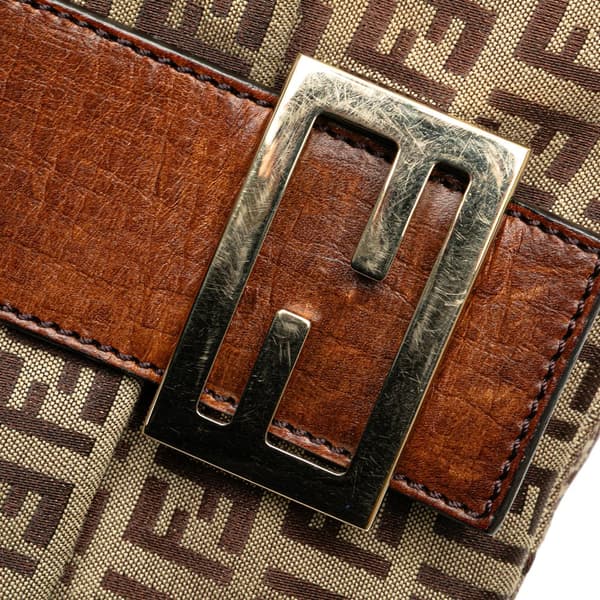 Pre-owned Fendi Zucchino Canvas Mamma Forever Brown