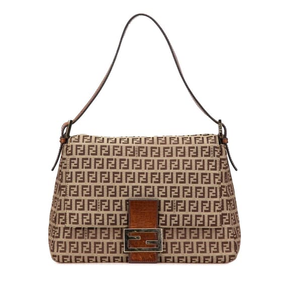 Pre-owned Fendi Zucchino Canvas Mamma Forever Brown