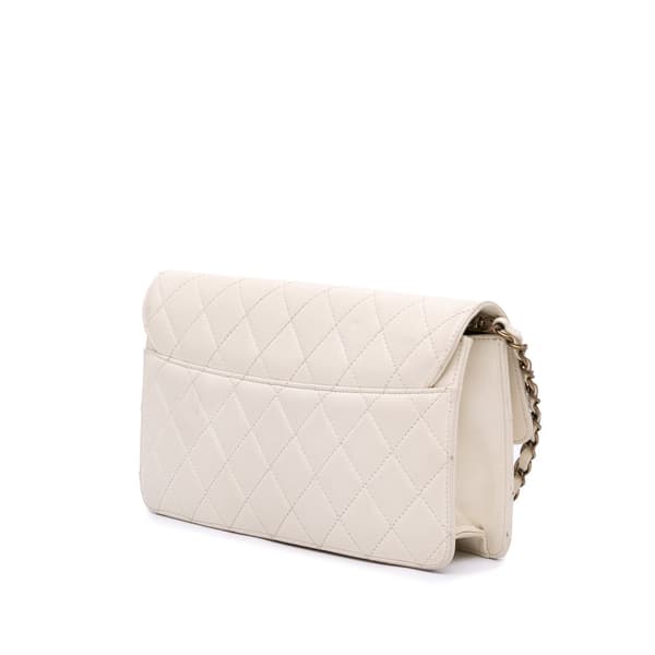 Pre-owned Chanel Medium Sheepskin Beauty Lock Flap White