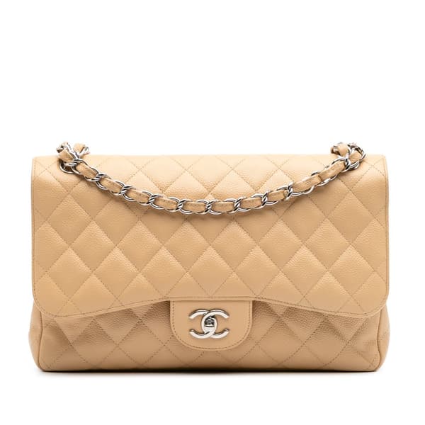 Pre-owned Chanel Jumbo Classic Caviar Double Flap Brown