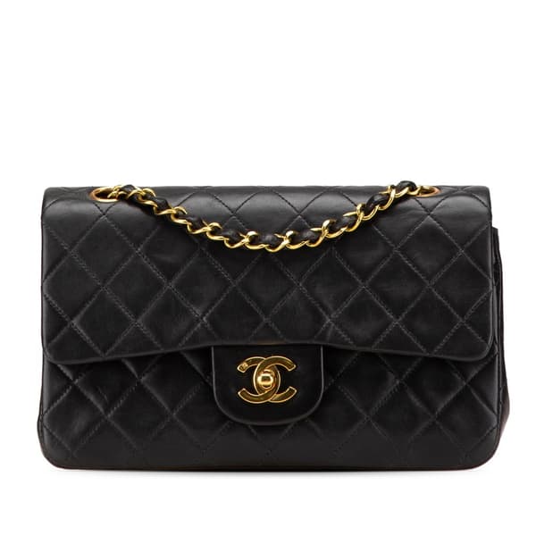 Pre-owned Chanel Small Classic Lambskin Double Flap Black