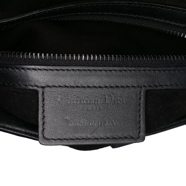 Pre-owned Dior Oblique Embossed Calfskin Saddle Bag Black