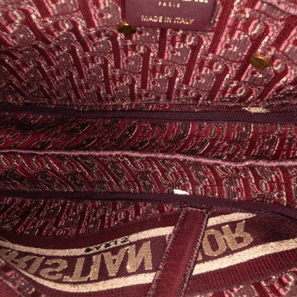 Pre-owned Dior Oblique Velvet Embroidered Saddle Bag Red