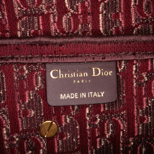 Pre-owned Dior Oblique Velvet Embroidered Saddle Bag Red