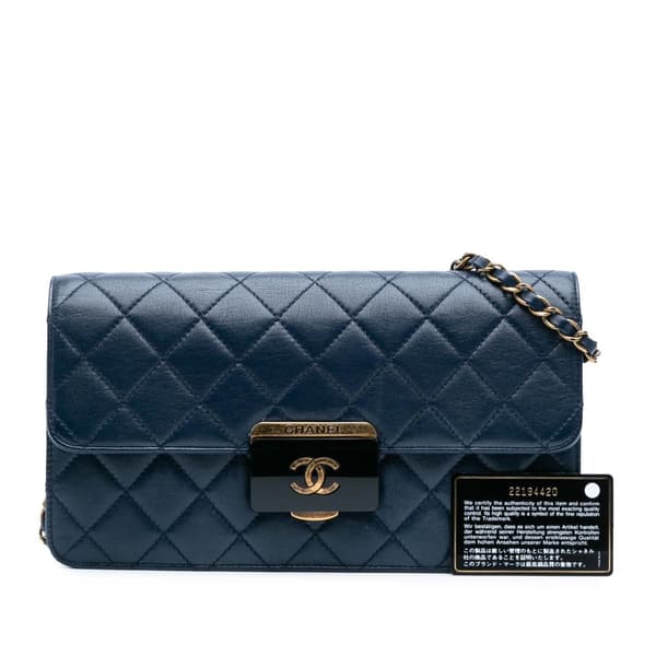 Pre-owned Chanel Medium Sheepskin Beauty Lock Flap Blue
