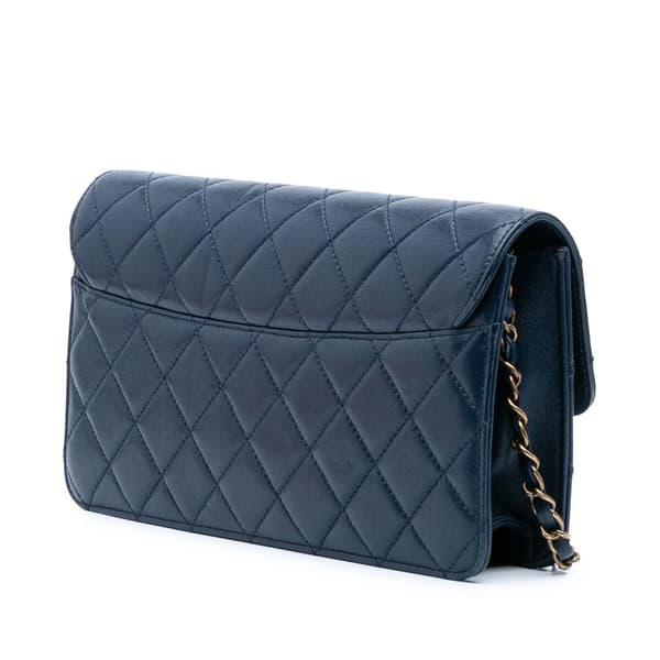 Pre-owned Chanel Medium Sheepskin Beauty Lock Flap Blue