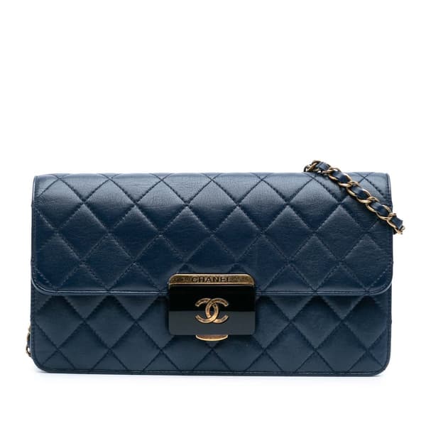 Pre-owned Chanel Medium Sheepskin Beauty Lock Flap Blue