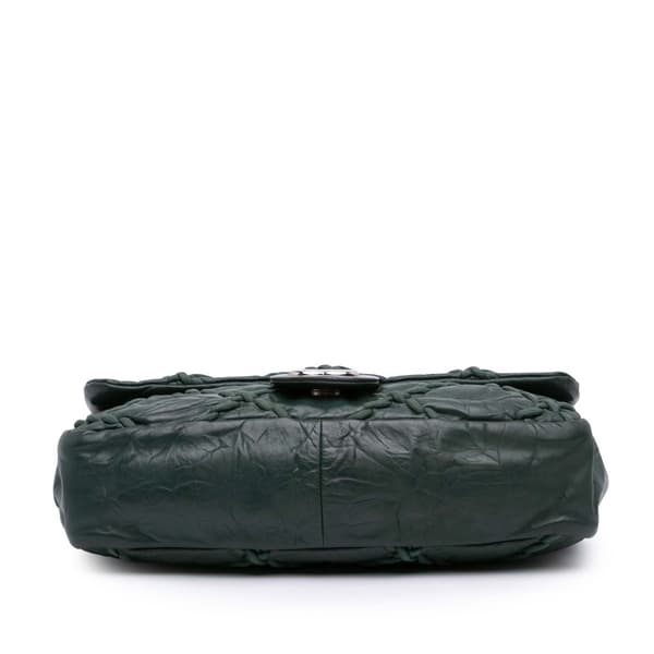 Pre-owned Chanel Medium Quilted Crinkled Calfskin Ultra Stitch Flap Green