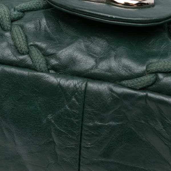 Pre-owned Chanel Medium Quilted Crinkled Calfskin Ultra Stitch Flap Green