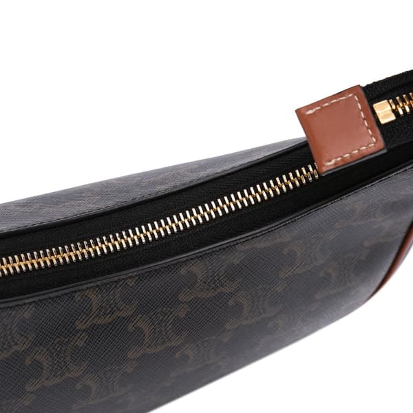 Pre-owned Celine Triomphe Coated Canvas Ava Shoulder Bag Brown