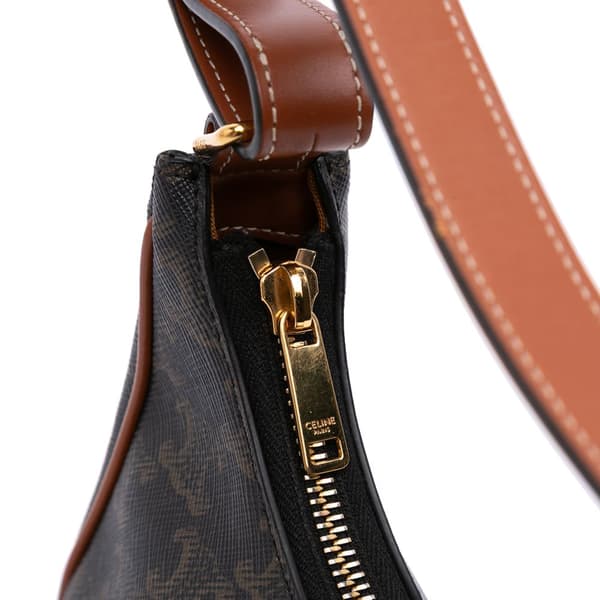 Pre-owned Celine Triomphe Coated Canvas Ava Shoulder Bag Brown