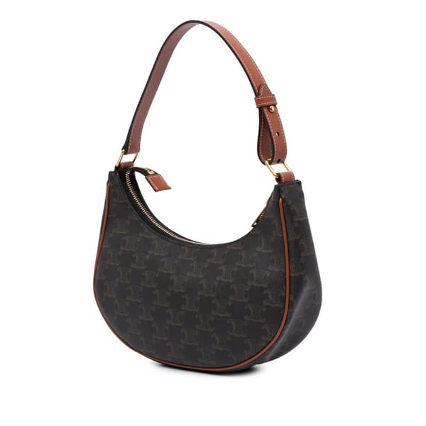 Pre-owned Celine Triomphe Coated Canvas Ava Shoulder Bag Brown