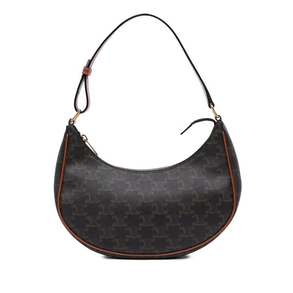 Pre-owned Celine Triomphe Coated Canvas Ava Shoulder Bag Brown