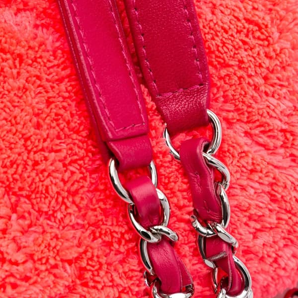 Pre-owned Chanel Medium Quilted Terry Cloth Coco Beach Flap Pink