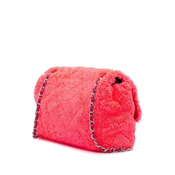 Pre-owned Chanel Medium Quilted Terry Cloth Coco Beach Flap Pink