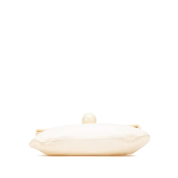 Pre-owned Chanel Lambskin Coco Ball Fold Over Flap White