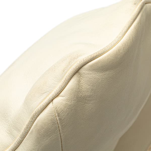 Pre-owned Chanel Lambskin Coco Ball Fold Over Flap White