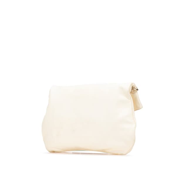 Pre-owned Chanel Lambskin Coco Ball Fold Over Flap White