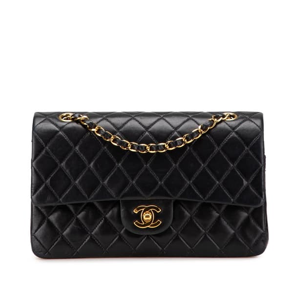 Pre-owned Chanel Medium Classic Lambskin Double Flap Black