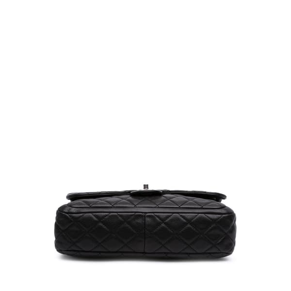 Pre-owned Chanel Large Quilted Caviar Now and Forever Flap Black
