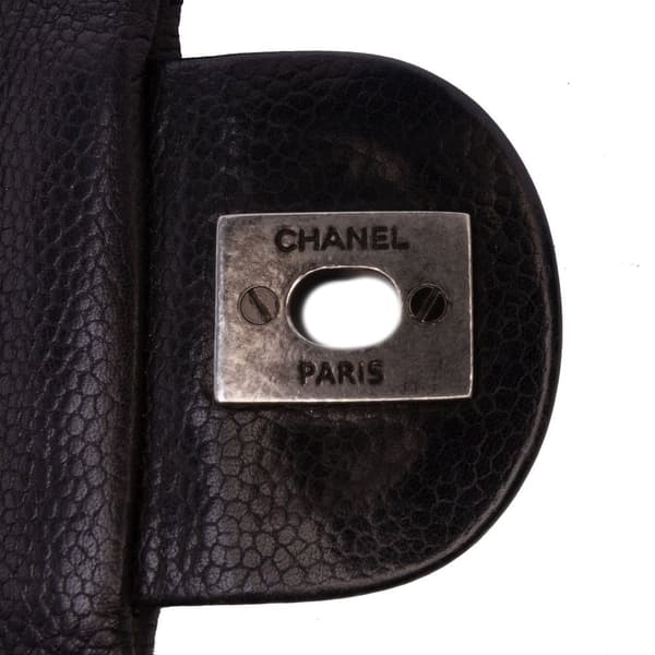 Pre-owned Chanel Large Quilted Caviar Now and Forever Flap Black
