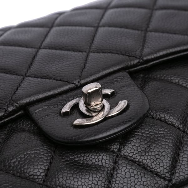 Pre-owned Chanel Large Quilted Caviar Now and Forever Flap Black