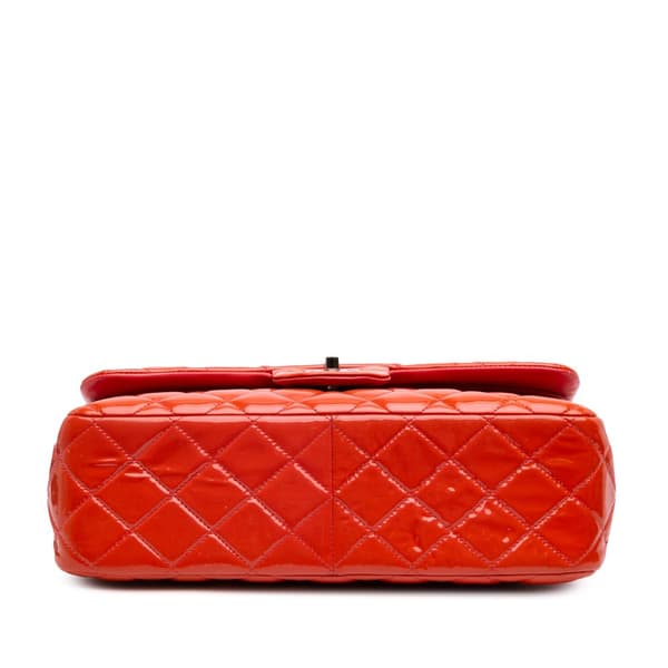 Pre-owned Chanel Jumbo Classic Patent Double Flap Orange