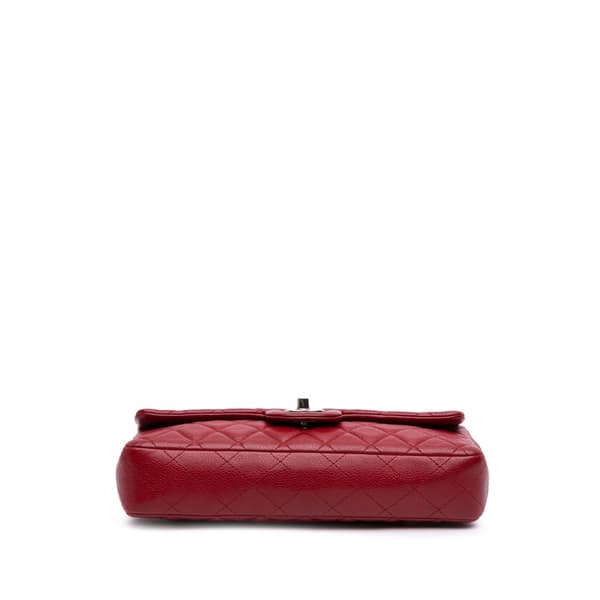 Pre-owned Chanel Classic Caviar East West Single Flap Red
