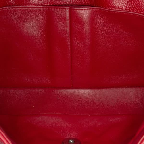 Pre-owned Chanel Classic Caviar East West Single Flap Red