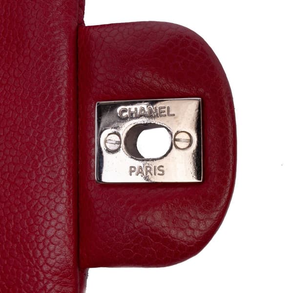 Pre-owned Chanel Classic Caviar East West Single Flap Red