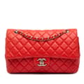 Miniatyrbild 1 av 10: Pre-owned Chanel Medium Classic Lambskin Double Flap Red