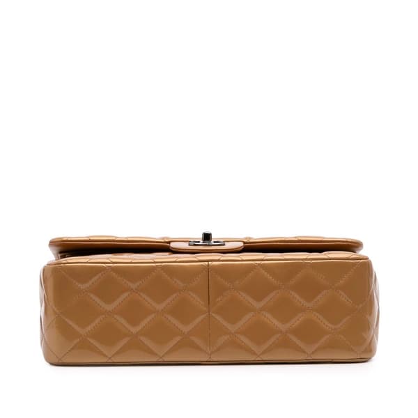 Pre-owned Chanel Jumbo Classic Metallic Patent Double Flap Brown