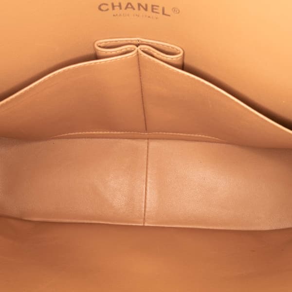 Pre-owned Chanel Jumbo Classic Metallic Patent Double Flap Brown