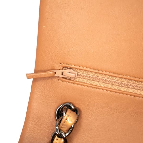 Pre-owned Chanel Jumbo Classic Metallic Patent Double Flap Brown