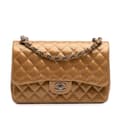 Pikkukuva 1 / 10: Pre-owned Chanel Jumbo Classic Metallic Patent Double Flap Brown