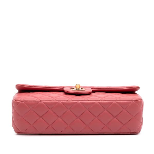Pre-owned Chanel Medium Classic Lambskin Valentines Heart Charms Single Flap Pink