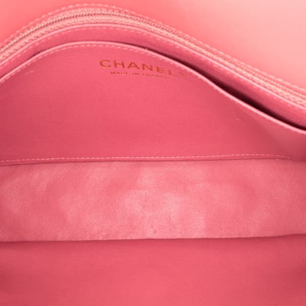 Pre-owned Chanel Medium Classic Lambskin Valentines Heart Charms Single Flap Pink