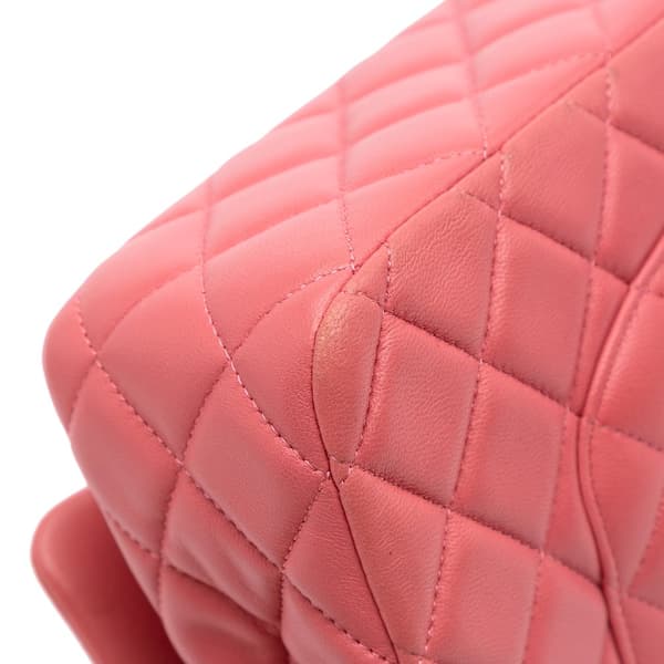 Pre-owned Chanel Medium Classic Lambskin Valentines Heart Charms Single Flap Pink