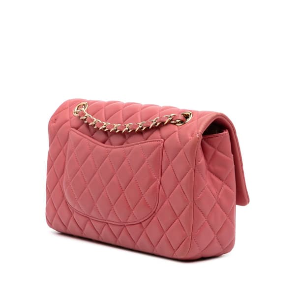 Pre-owned Chanel Medium Classic Lambskin Valentines Heart Charms Single Flap Pink