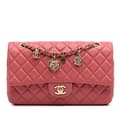 Miniatyrbilde 1 av 10: Pre-owned Chanel Medium Classic Lambskin Valentines Heart Charms Single Flap Pink
