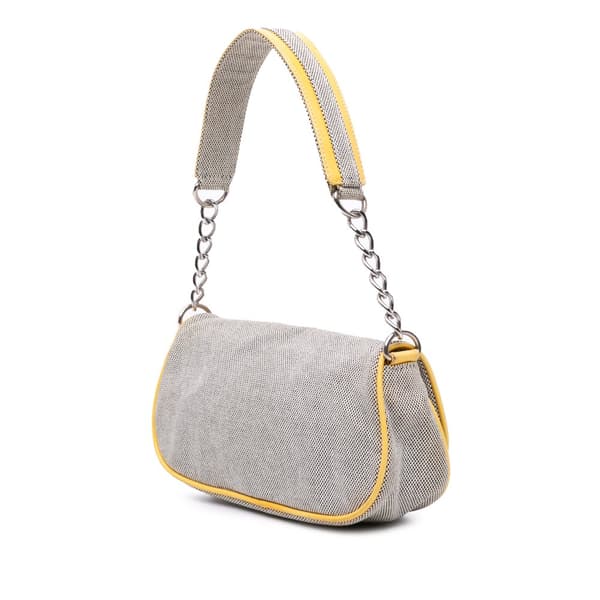 Pre-owned Chanel Canvas CC Camellia No. 5 Shoulder Bag Gray