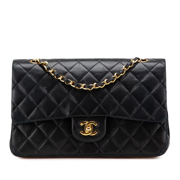 Pre-owned Chanel Medium Classic Lambskin Double Flap Black