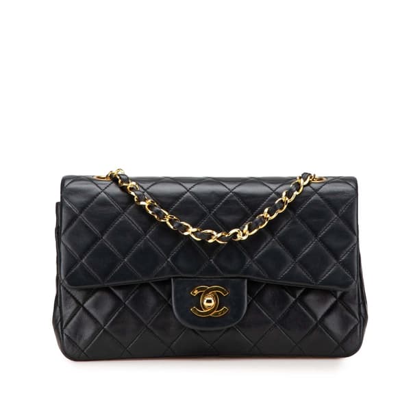 Pre-owned Chanel Small Classic Lambskin Double Flap Black