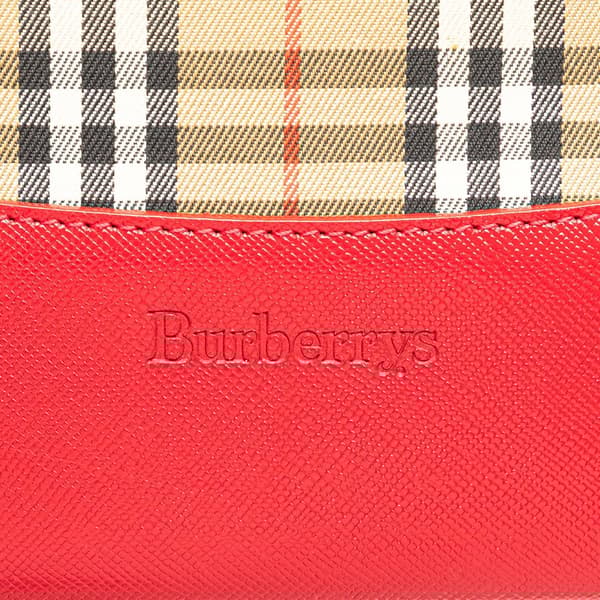Pre-owned Burberry Haymarket Check Canvas Shoulder Bag Brown