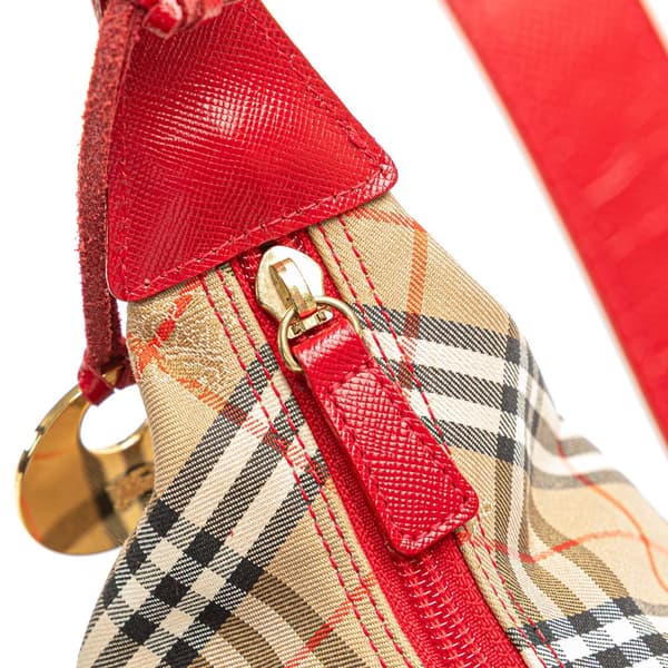 Pre-owned Burberry Haymarket Check Canvas Shoulder Bag Brown